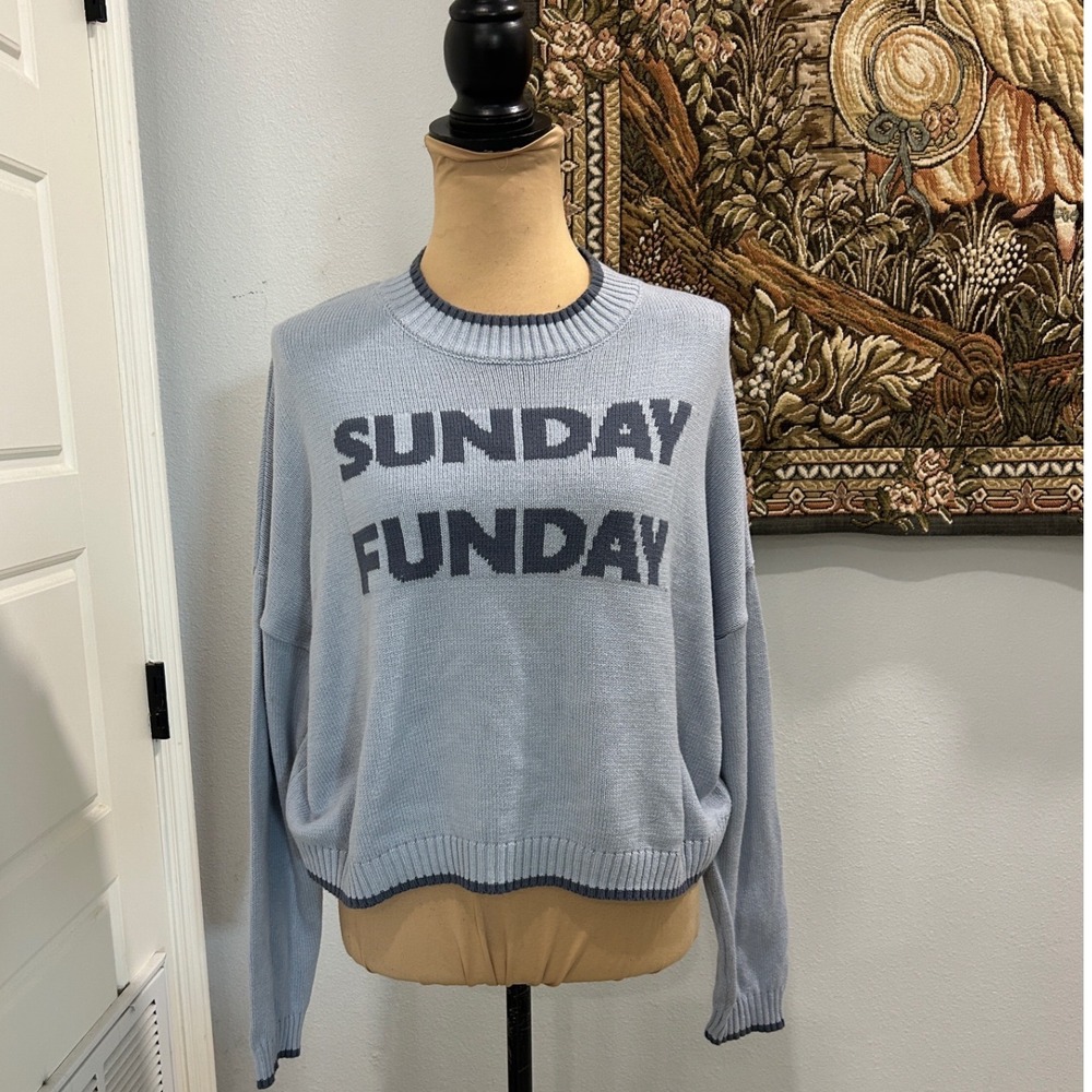 Jessica Simpson Women's Blue Sunday Funday Knit Sweater Casual Comfy Trendy